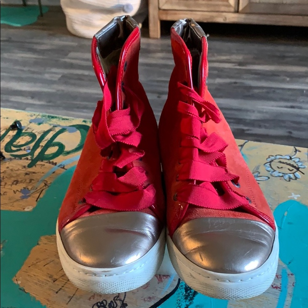 High top suede lanvin sneakers